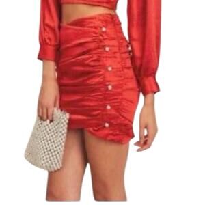 Lush Pearl Embellished Satin Skirt RED LUXURY NWT Skirt Only Size Small
